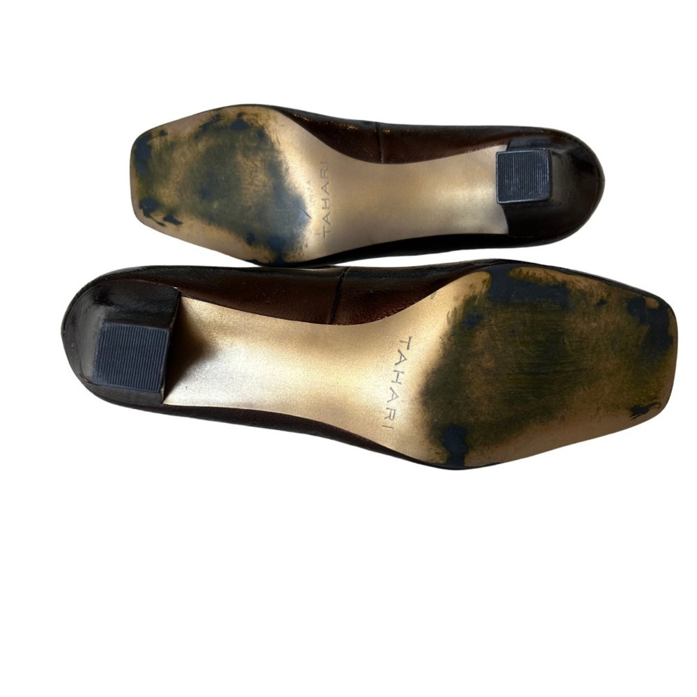 Tahari Evelyn 2 Mocha Patent Leather Heels | Size 9M | Block Heel - Picture 3 of 8